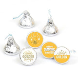 Big Dot of Happiness Golden Birthday - Happy Birthday Party Round Candy Sticker Favors - Labels Fit Chocolate Candy (1 Sheet of 108)