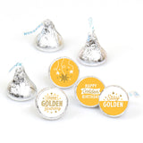 Big Dot of Happiness Golden Birthday - Happy Birthday Party Round Candy Sticker Favors - Labels Fit Chocolate Candy (1 Sheet of 108)