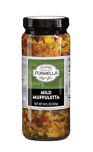 Enrico Formella Mild Muffuletta Salad - Gluten Free Italian Olive Mix - New Orleans Style Sandwich Spread (16 oz)