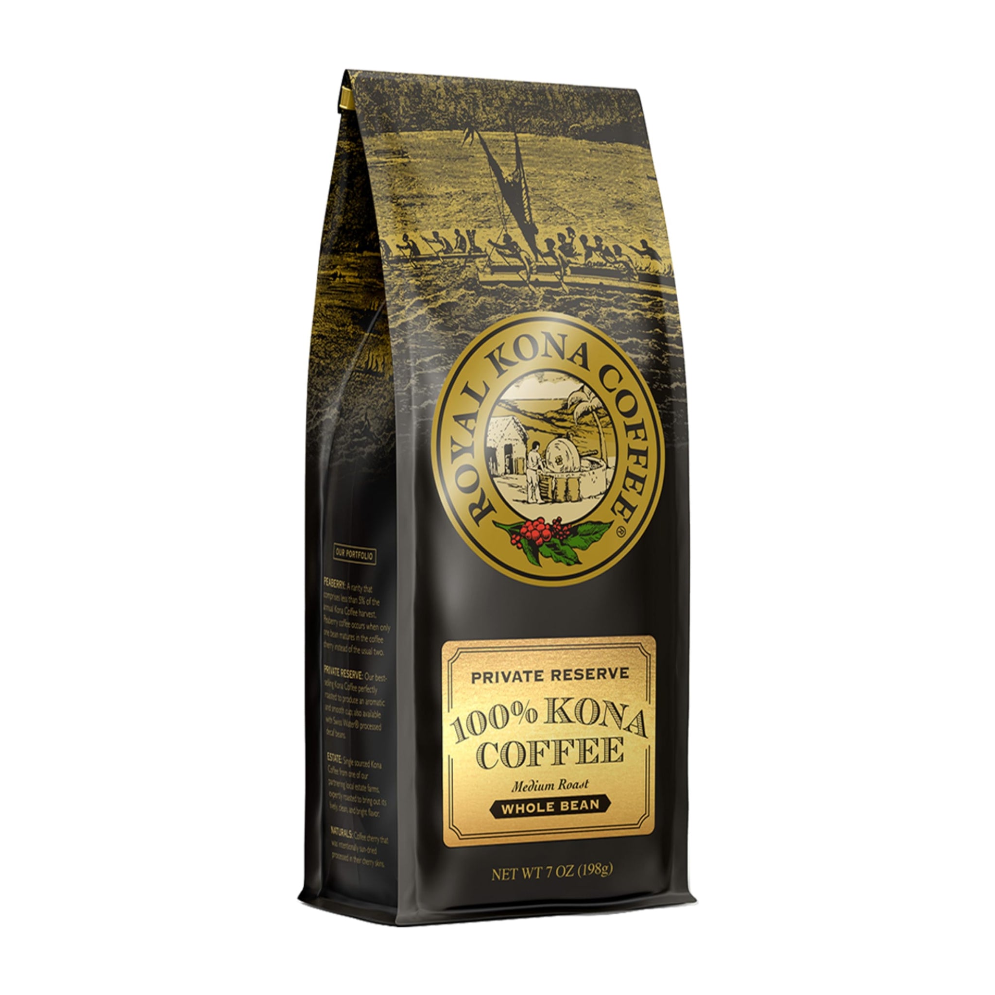 ROYAL KONA COFFEE Whole Bean - 100% Hawaiian Kona Coffee, Private Reserve, Medium Roast