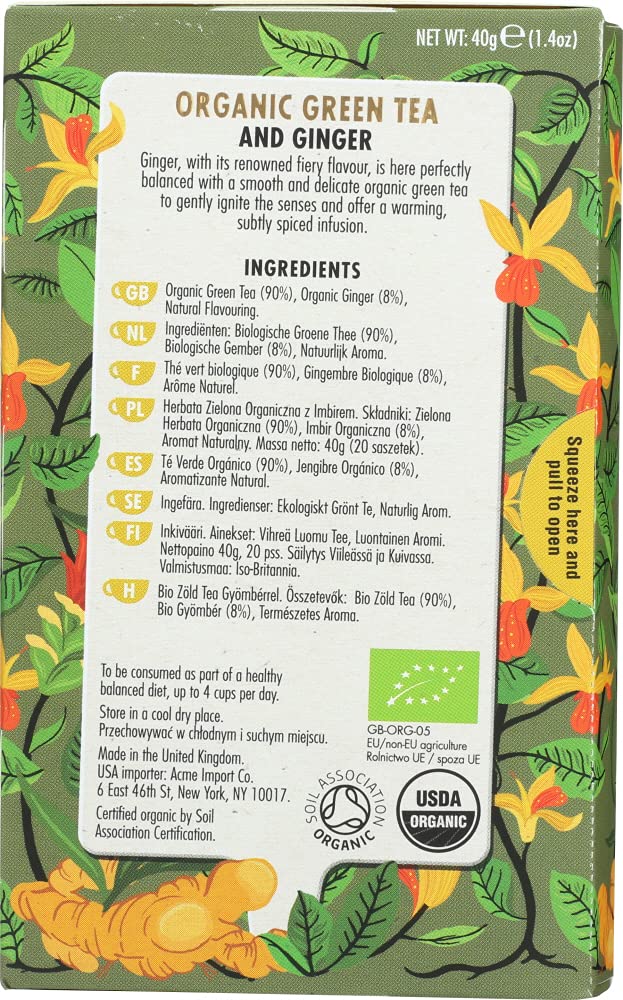 HEATH & HEATHER Organic Green Tea & Ginger 20ct, 20 CT