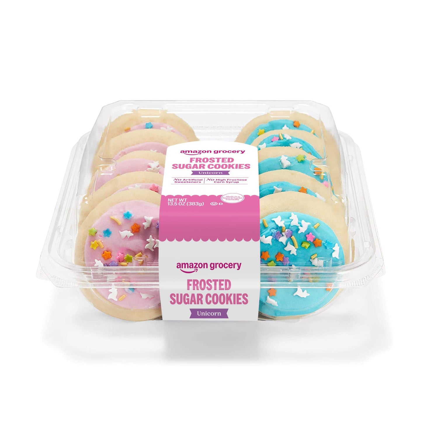 Amazon Grocery, Unicorn Frosted Sugar Cookies, 13.5 oz, 10 ct (Previously Amazon Fresh, Packaging May Vary)