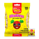 Vero PicaFresa - Strawberry Flavored Chewy Gummy Candy Treats - 100 Piece - (1 LB, 5.15 Ounces Each) - Individually Wrapped Mexican Candy Perfect