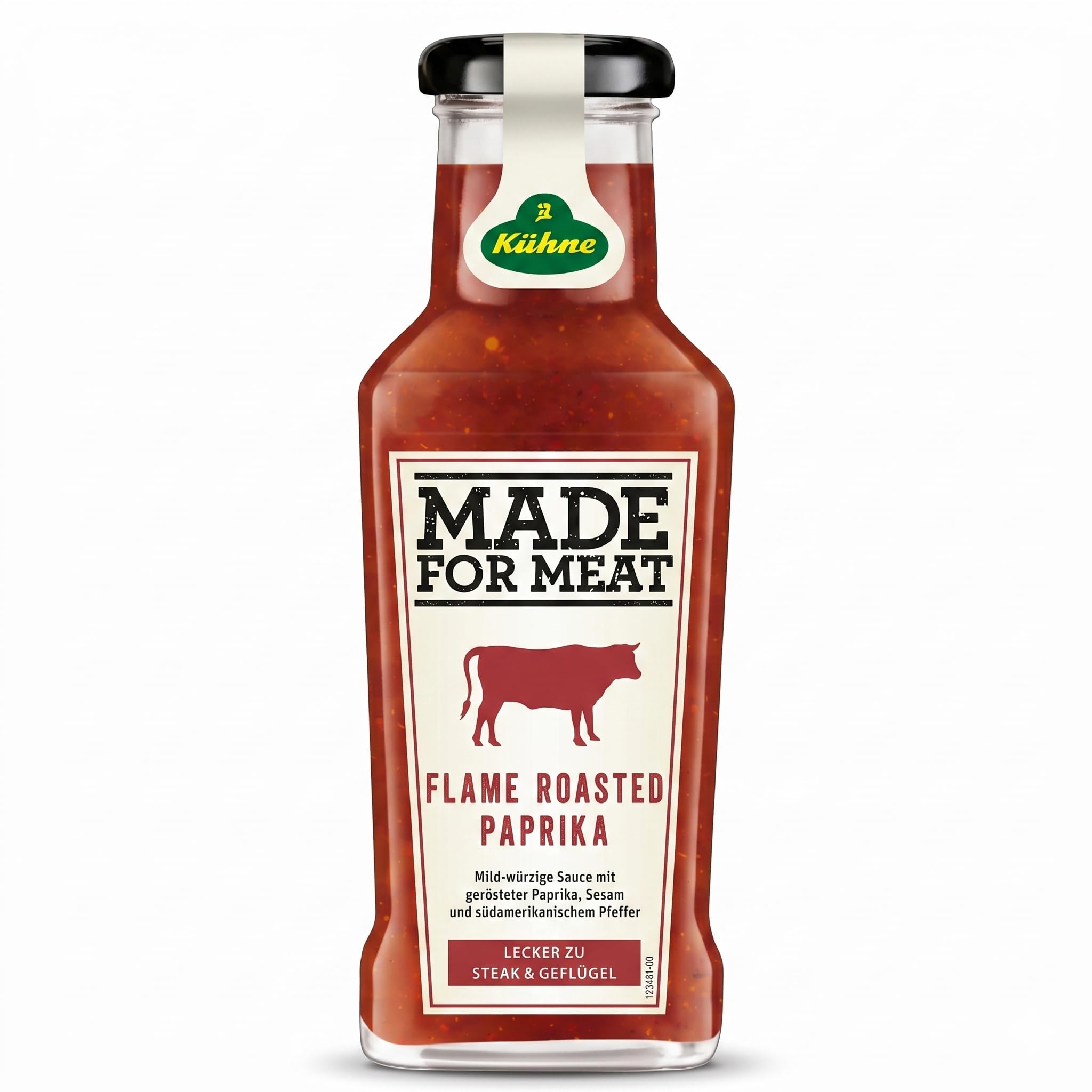 Kuhne Flame Roasted Paprika Sauce, 8oz Bottle, BBQ Sauce for Chicken Wings, Grilled Meat and Barbecues, Sweet, Smoky and Spicy