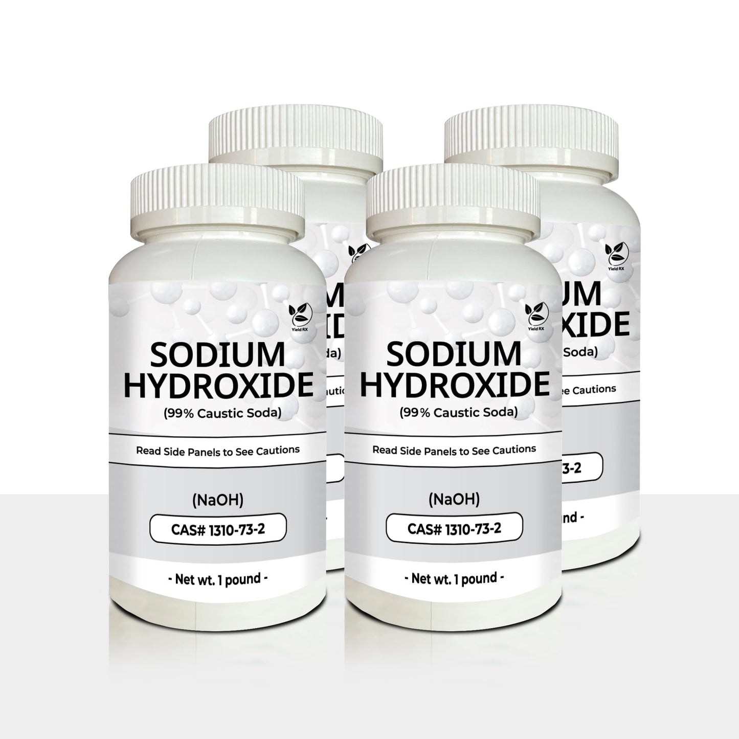 Yield RX Sodium Hydroxide (Caustic Soda) - Ultimate Drain Opener and Cleaner Chemical Solution | Pack of 4