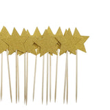 Gold Star Cake Cupcake Decorations Toppers Picks Supplies, Appetizer Picks, 30 Counting by Bilipala