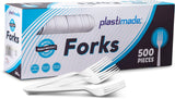 Plastimade White Plastic Forks, 500 Count - Extra Heavyweight Disposable Forks, BPA-Free Bulk Plastic Cutlery for Parties, Weddings, Catering