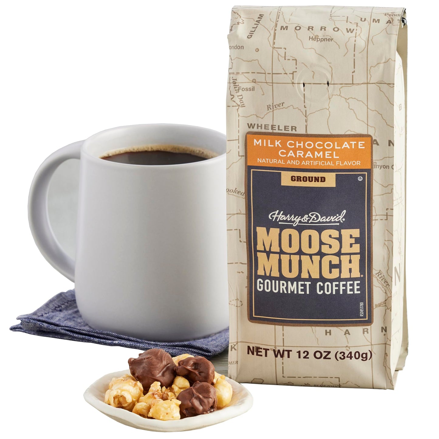 Moose Munch® Milk Chocolate Caramel Ground Coffee, Moose Munch Coffee, Caramel Coffee, Flavored Coffee, Milk Chocolate