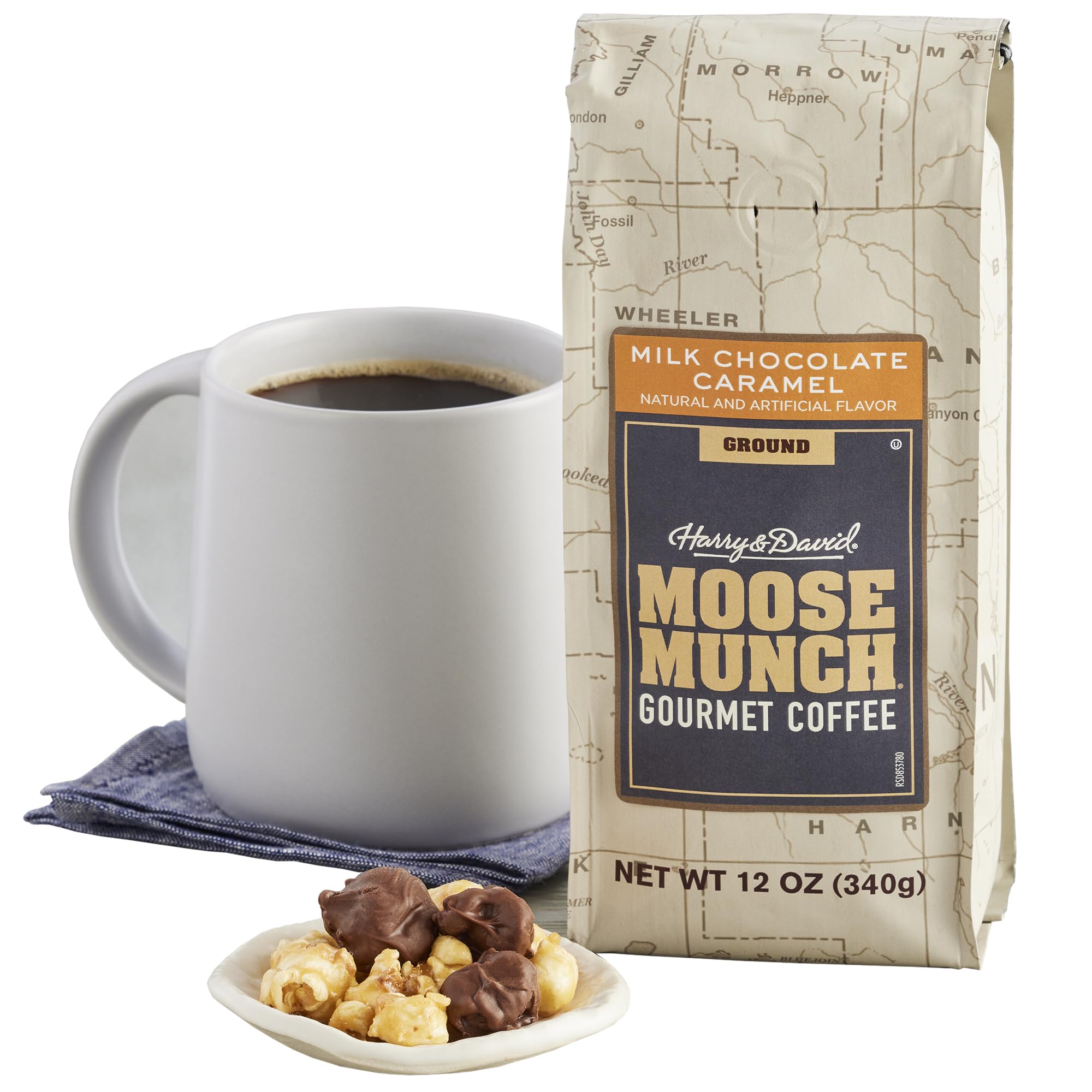 Moose Munch® Milk Chocolate Caramel Ground Coffee, Moose Munch Coffee, Caramel Coffee, Flavored Coffee, Milk Chocolate