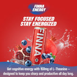 FINNA Sugar Free Energy Drink, Blueberry Pomegranate, 12 Fl Oz (Pack of 4)