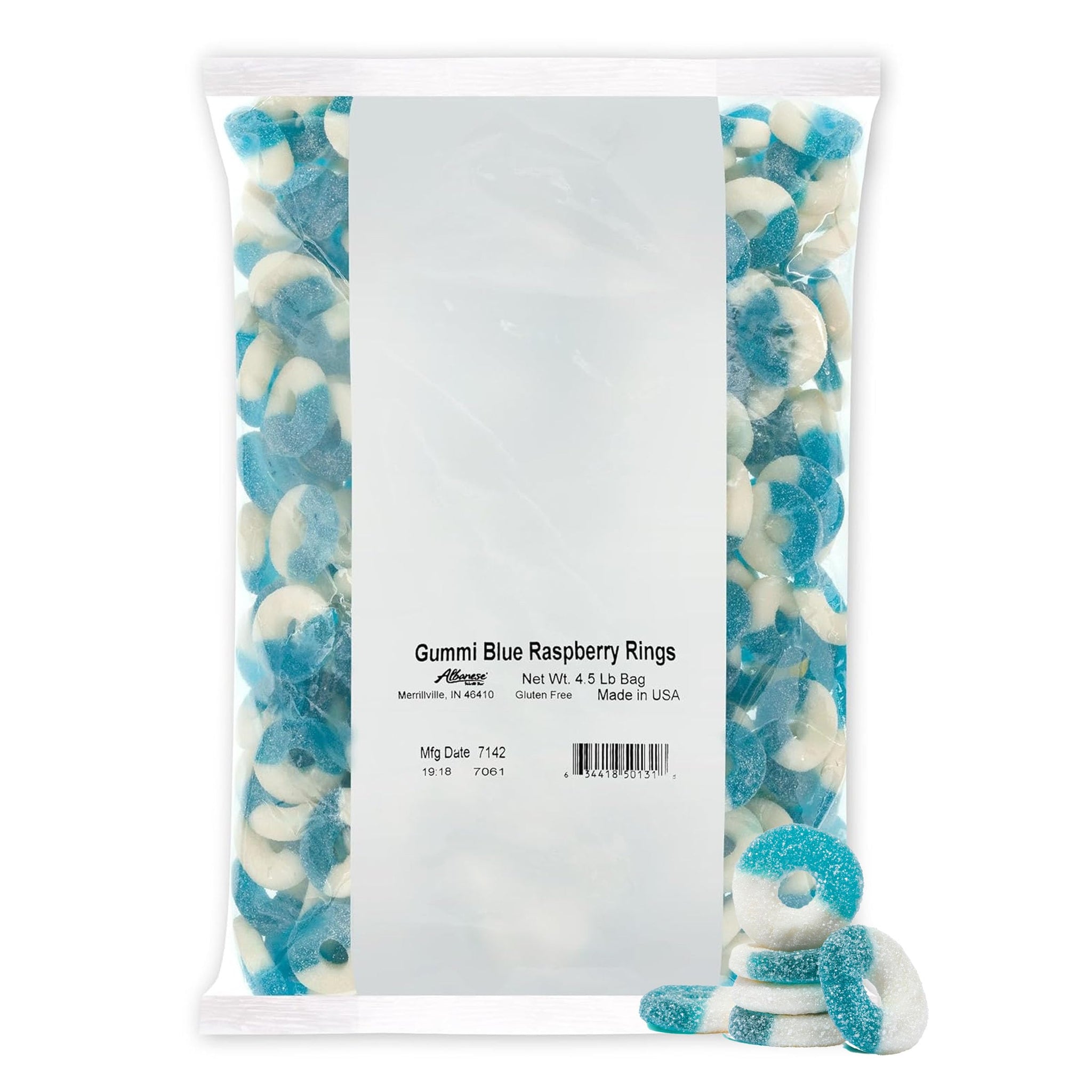 Albanese Candy, Gummi Blue Raspberry Rings, 4.5-pound Bag