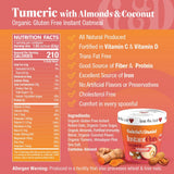 Gabriel & Daniel Instant Oatmeal with Turmeric, Almonds & Coconut - Non-GMO, Pure and Organic Gluten Free Oats - High Fiber & Protein for a Nourishing