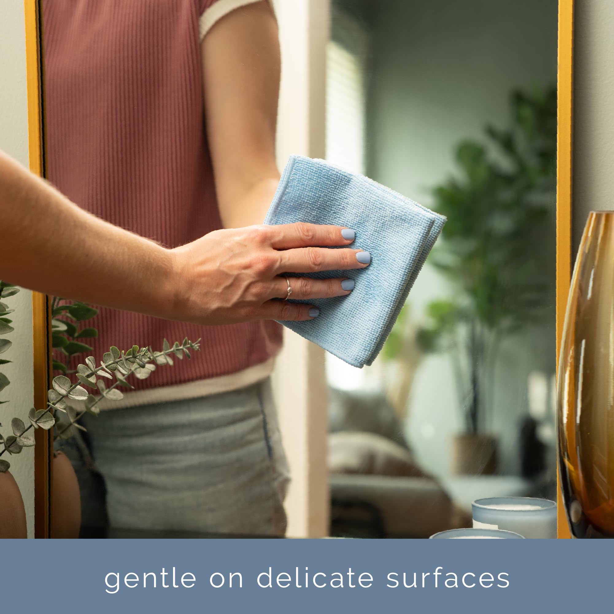 S&T INC. 100 Pack Microfiber Cleaning Cloth, Bulk Towels for Home, Reusable Microfiber Towels for Cars, Cleaning Rags, Light Blue, 11.5 Inches x 11.5