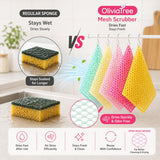 OliviaTree Dish Scrubber 5 Pack, Non Scratch Reusable Mesh Scrub Cloth for Washing Dishes Pots Pans Sink, Quick Dry Odor Resistant Sponge Alternative
