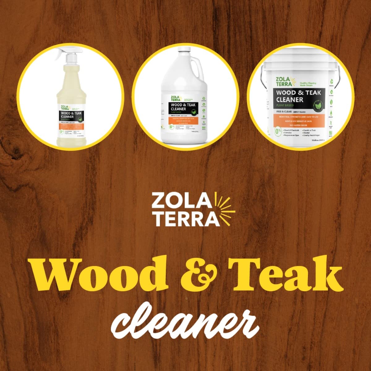 ZolaTerra Teak Wood Cleaner 32 oz Restore, Renew, Refresh Old, Weathered, Gray Teak and Other Woods, Marine Grade for Outdoor Furniture, Decks, Boats