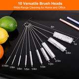 Tokyzexi 8 Inch Extra Long Straw Cleaner Brush Set, 10 Pack Reusable Straw Cleaning Brushes for Tumbler, Metal Straws?Bottle Drinking Straws?Computer