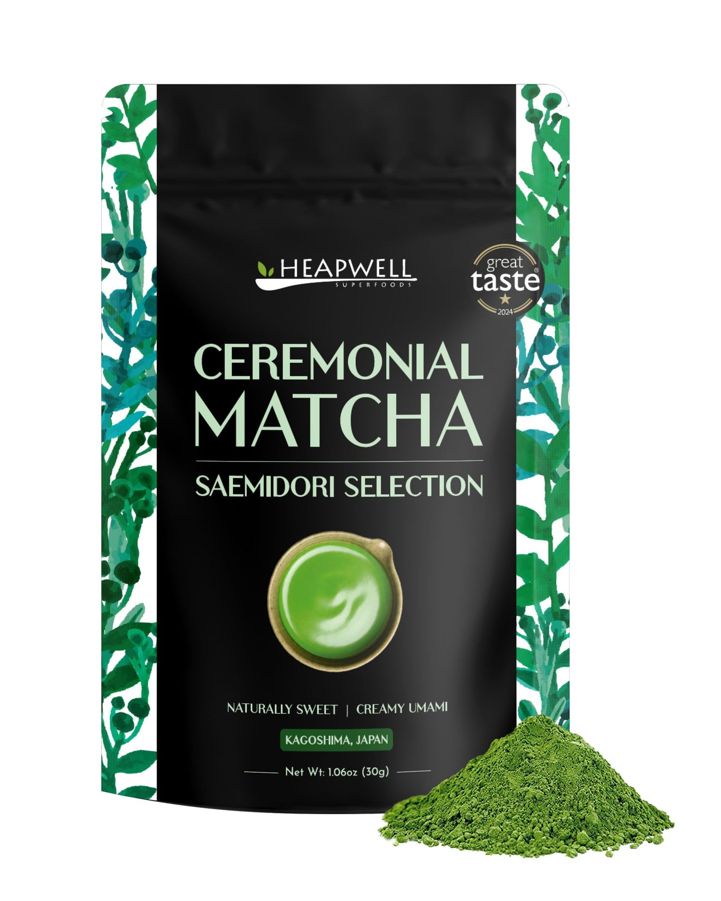 Heapwell Japanese Matcha - Premium & Ceremonial & AAA Grade Matcha Tea | Authentic Japanese Origin (1.05oz (30g), Ceremonial Grade)