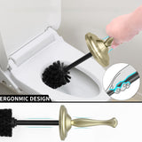 Indecor Home Satin Matte Soft Gold Toilet Bowl Brush with Holder, Durable Bathroom Cleaning Tool, Modern Design for Easy Toilet Maintenance, Bathroom