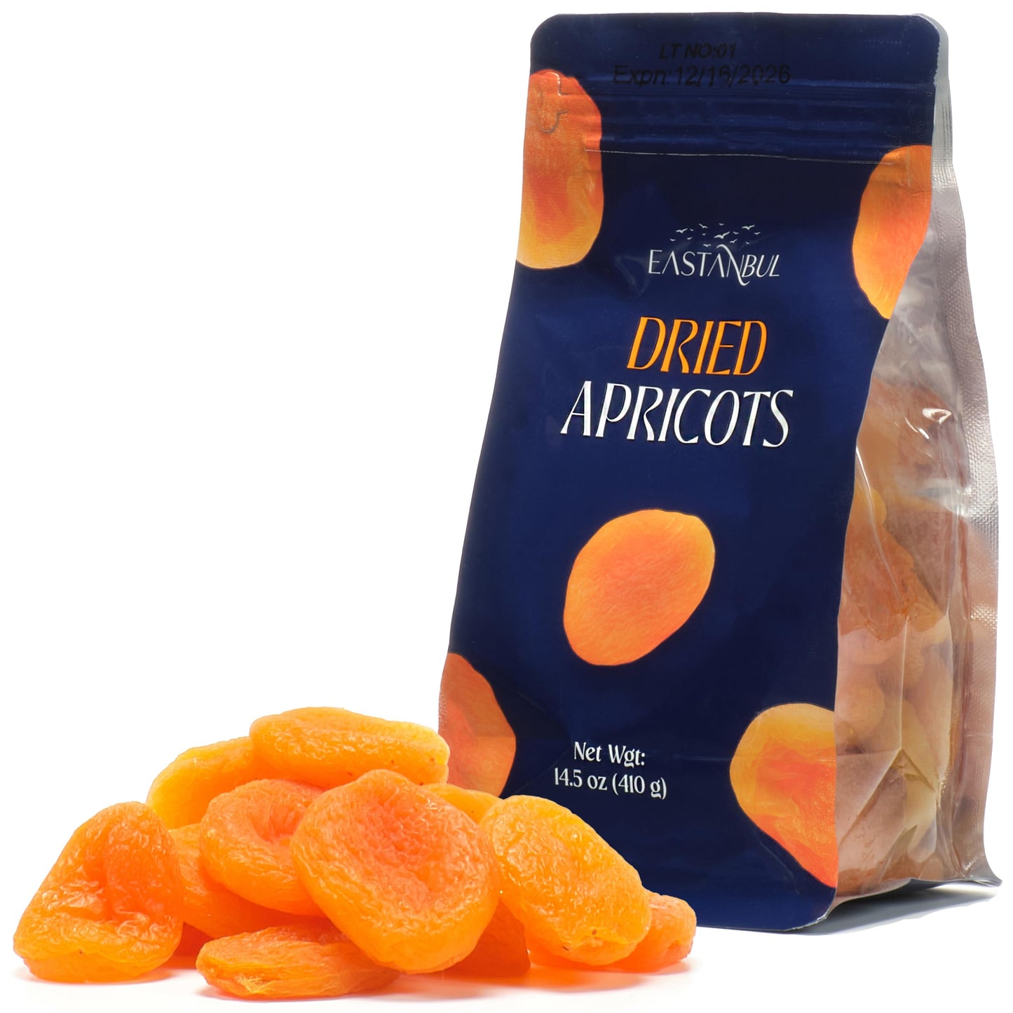 Eastanbul Dried Apricots, 14.5oz, Apricots Dried Fruits Snacks, No Sugar Added, Premium Turkish Fruit Yet Moist & Plump, Guilt-Free, Non-GMO, Whole