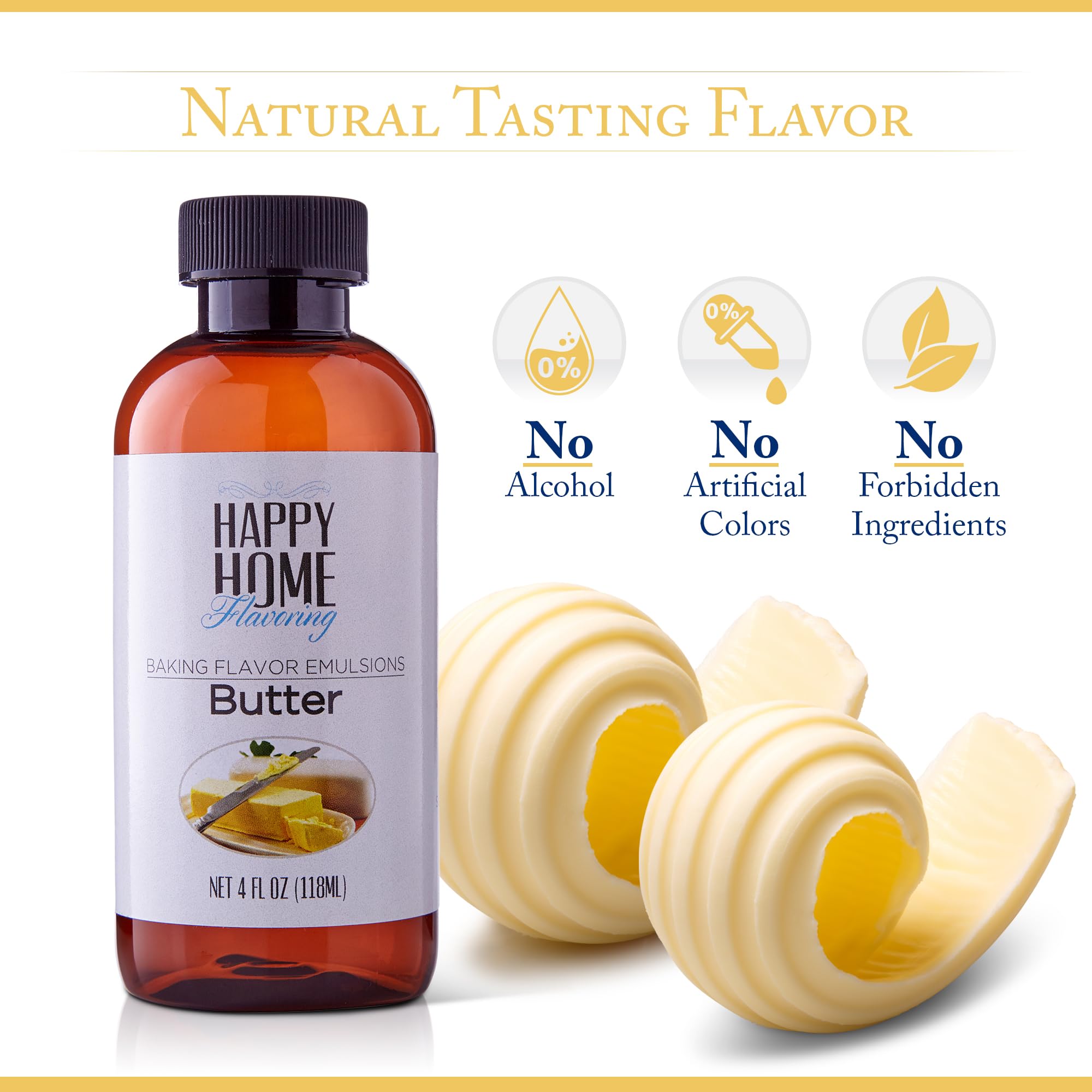Happy Home Imitation Butter Bakery Emulsion Adds a Creamy, Rich, Buttery Flavor to Your Baking, Perfect for Cakes, Cookies, Frostings & More, No