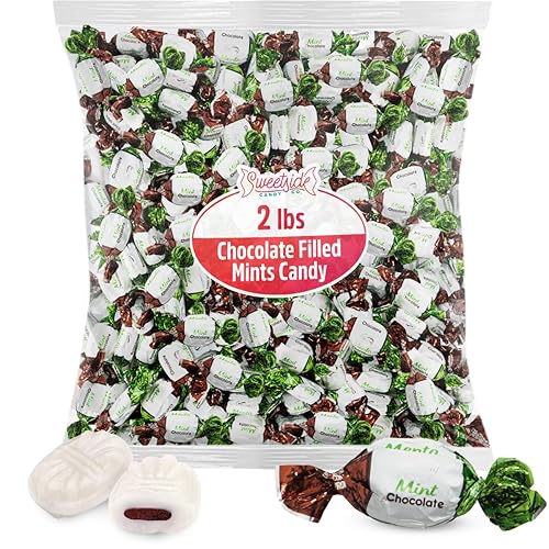 Chocolate Filled Mints Candy, 2lb Pack of Chocolate Mint Candy Individually Wrapped, Perfect Mint Candies for Party Favors and Everyday Enjoyment