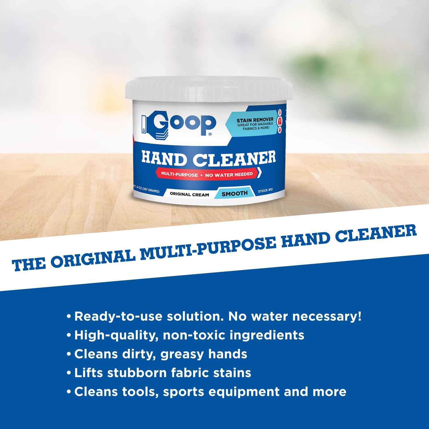 GOOP Original Multi-Purpose Waterless Hand Cleaner and Stain Remover - 14 oz Can (Pack of 4)