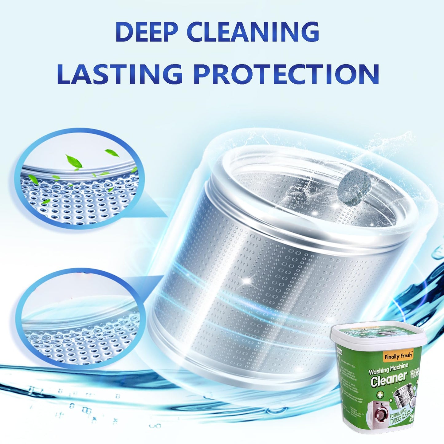 Finally Fresh Washing Machine Cleaner for Front Loaders & Top loaders, 20 Packs Washer Cleaner, Suitable for All Washing Machine