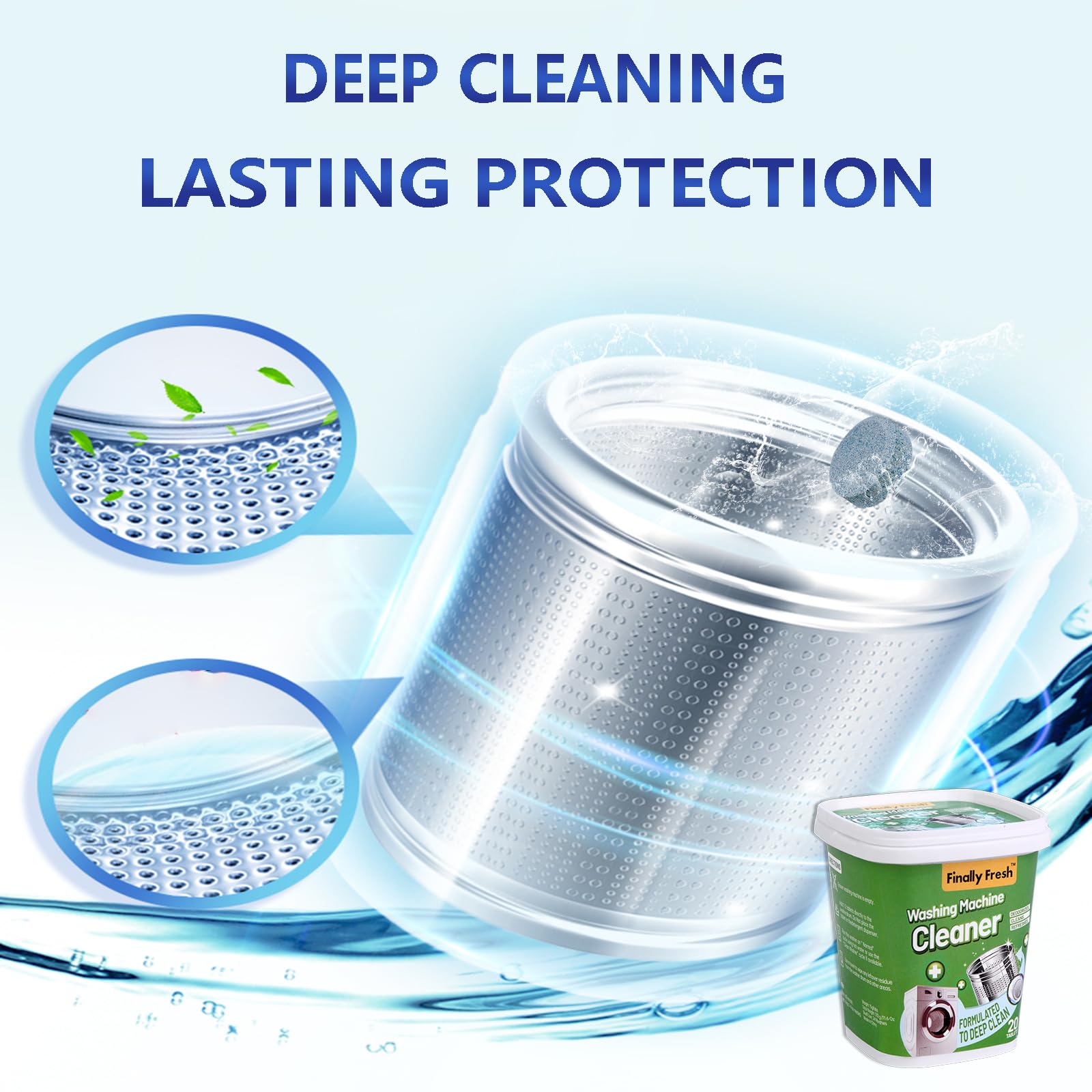 Finally Fresh Washing Machine Cleaner for Front Loaders & Top loaders, 20 Packs Washer Cleaner, Suitable for All Washing Machine