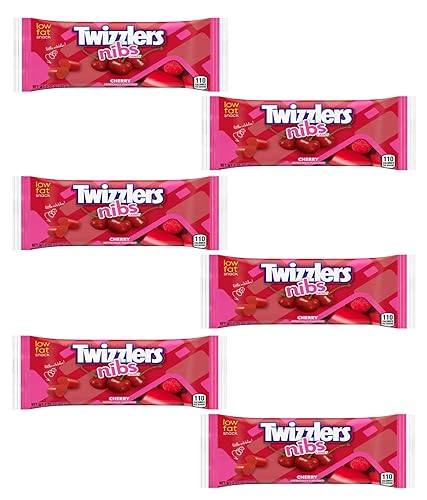 Twizzlers Cherry Nibs - Pack of 6 - Chewy Candy - Perfect for Sharing with Friends or Family or For Stocking the Pantry - Delicious Classic Flavor