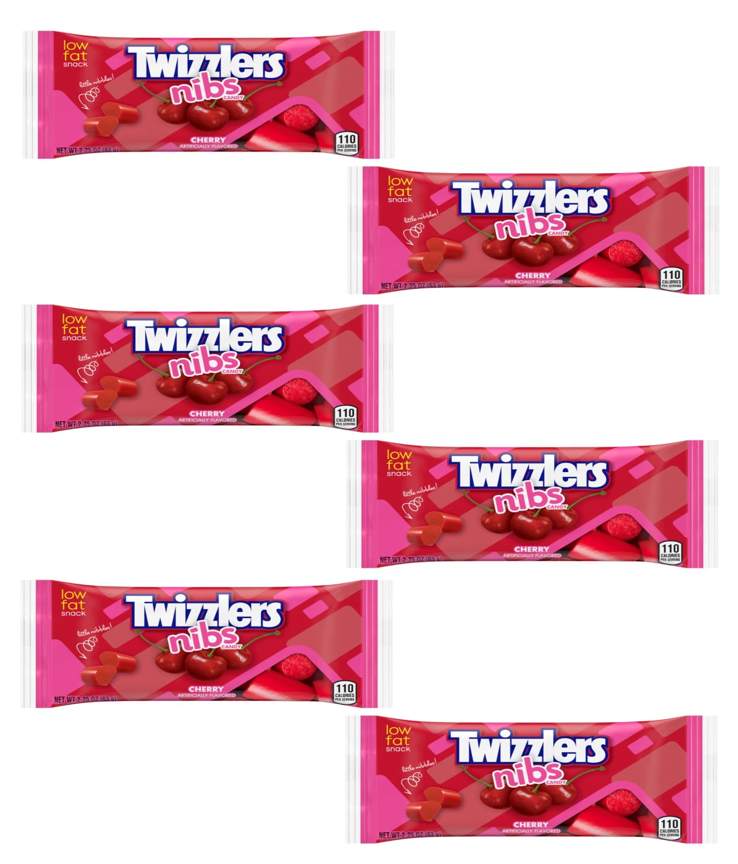 Twizzlers Cherry Nibs - Pack of 6 - Chewy Candy - Perfect for Sharing with Friends or Family or For Stocking the Pantry - Delicious Classic Flavor