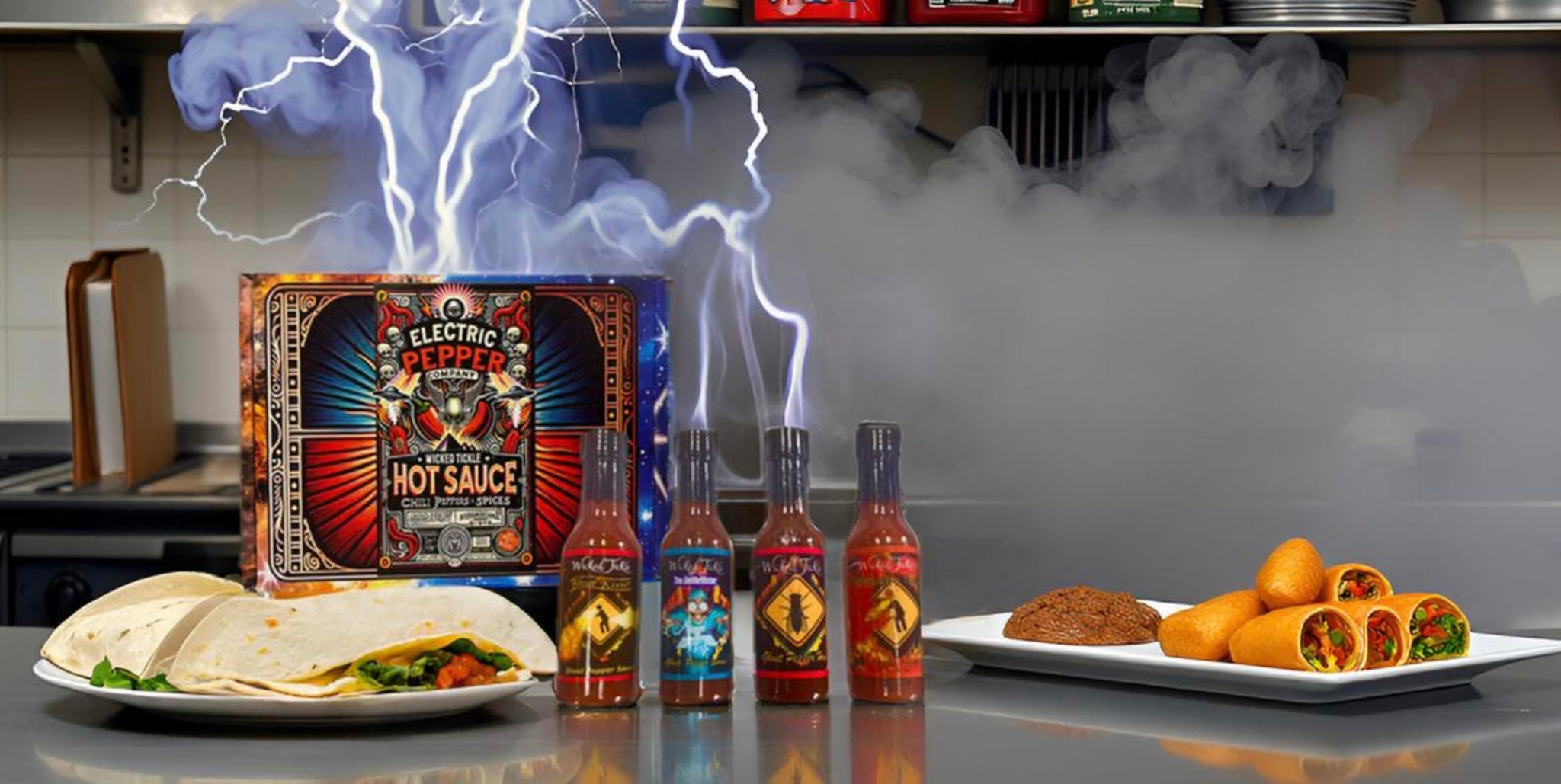 Wicked Tickle Ghost Pepper & Habanero Hot Sauce Gift Set - 4 Pack + Bonus 7 Ghost Peppers, 5 oz Bottles