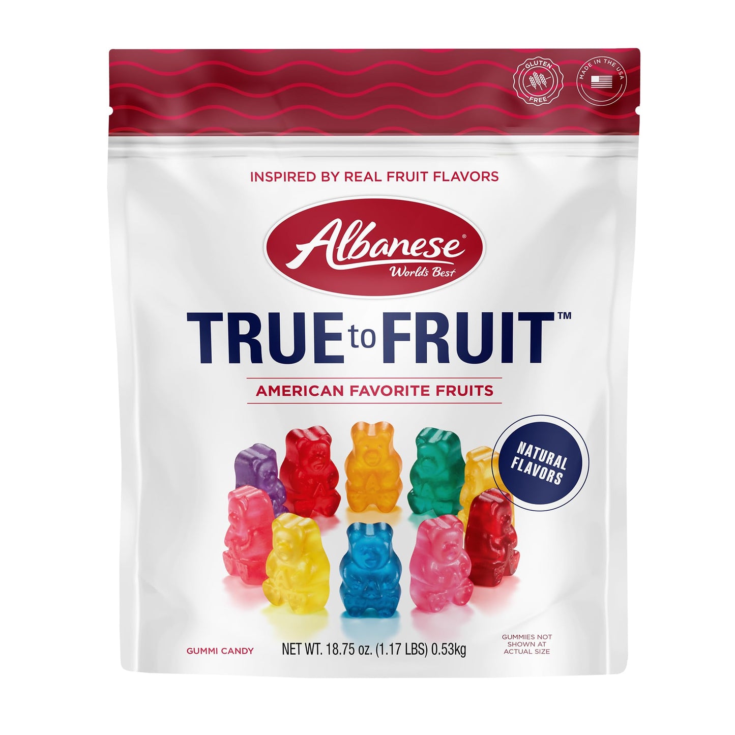 Albanese World's Best True to Fruit™ - American Favorite Fruits Gummies, 18.75oz Bag of Candy