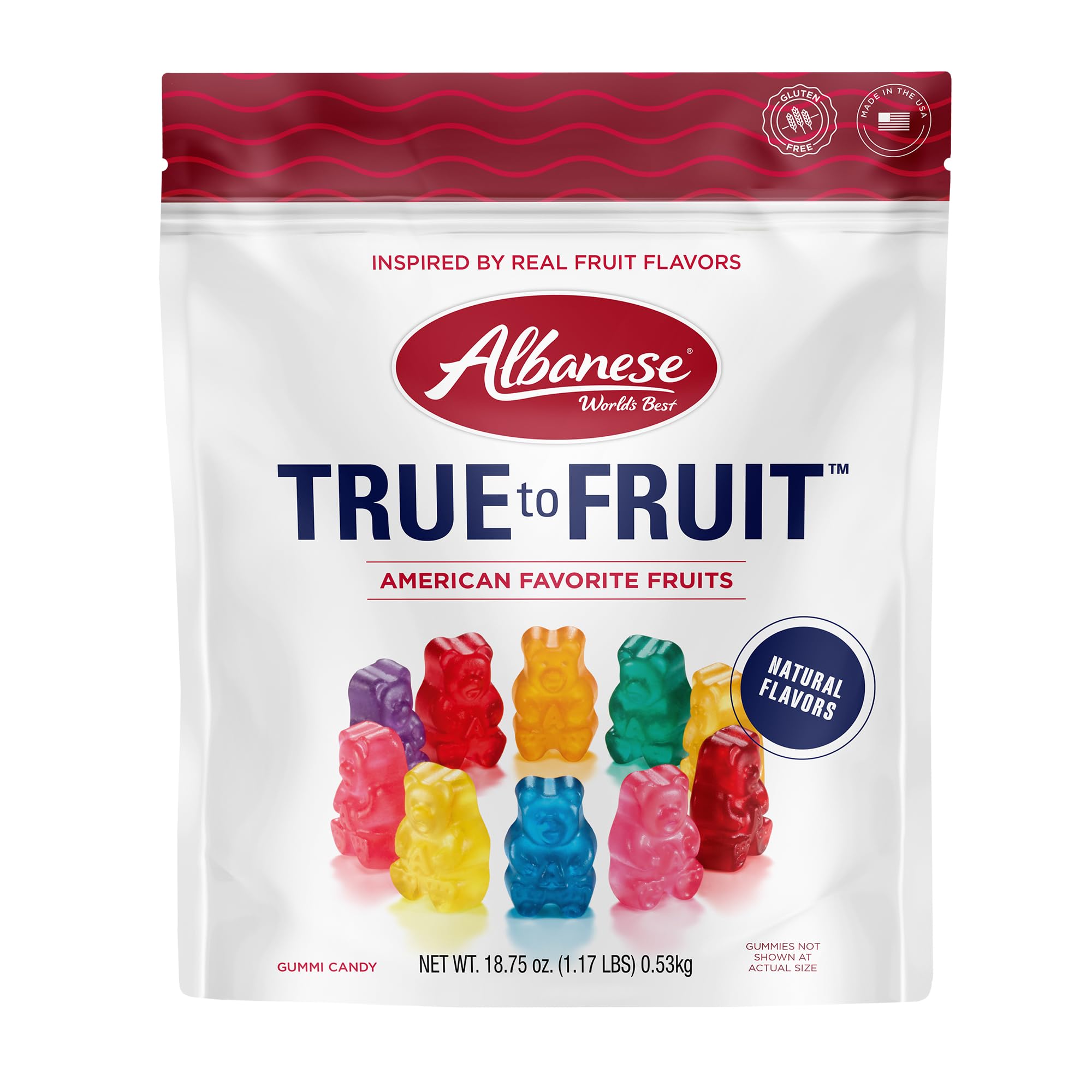 Albanese World's Best True to Fruit™ - American Favorite Fruits Gummies, 18.75oz Bag of Candy