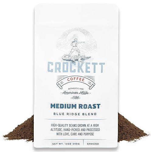 Crockett Medium Roast Ground Coffee - Bold Medium Roast Ground Coffee with Smooth Body, Balanced Flavor & Clean Finish - Perfect for Classic Coffee