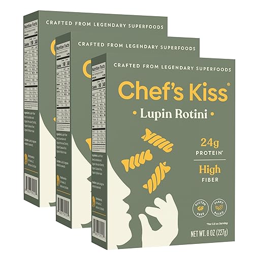 Chef’s Kiss Protein Rotini | 24g Protein, High Fiber | Gluten Free, Plant-Based, Lower Carb Pasta Made from Lupins | No Fillers No Gums | Nutrient