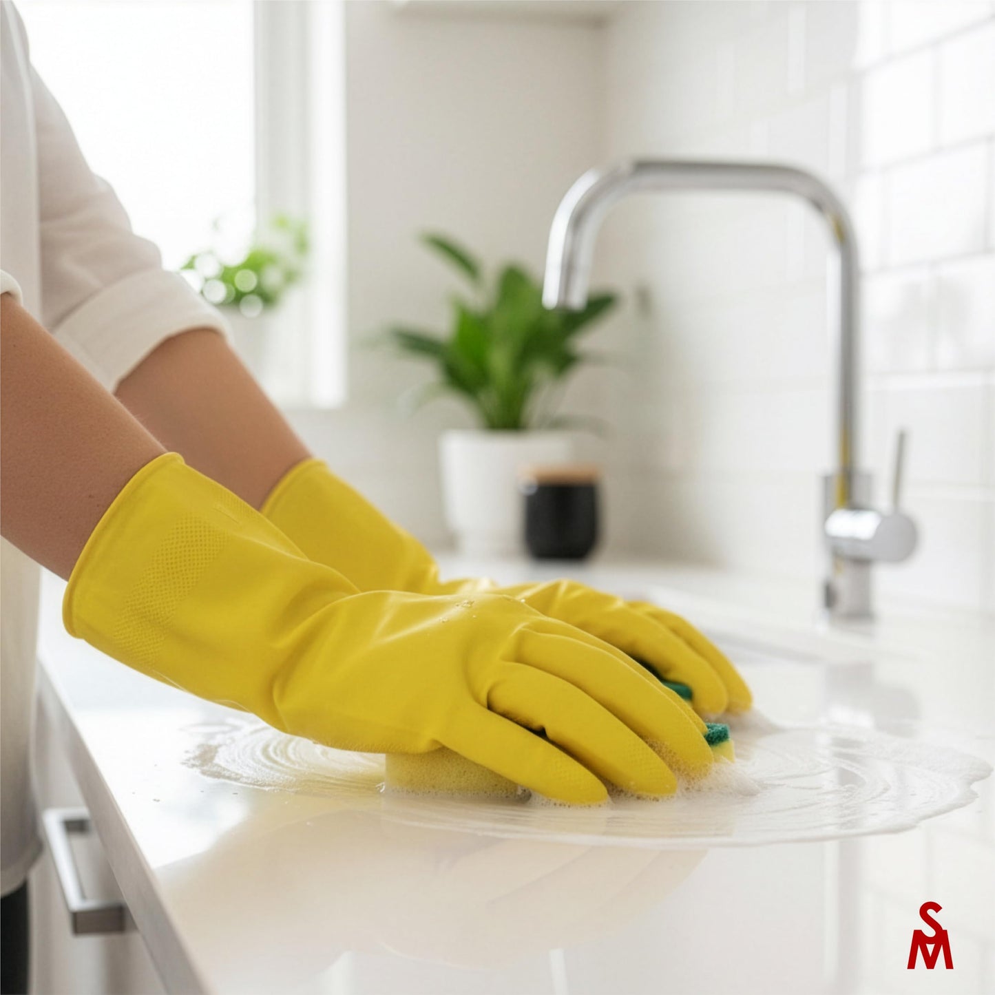 SteadMax 3/6 Pairs Cleaning Gloves, Reusable Natural Rubber Dish Gloves, Waterproof Latex Non-Slip Dishwashing Gloves for Kitchen and Household