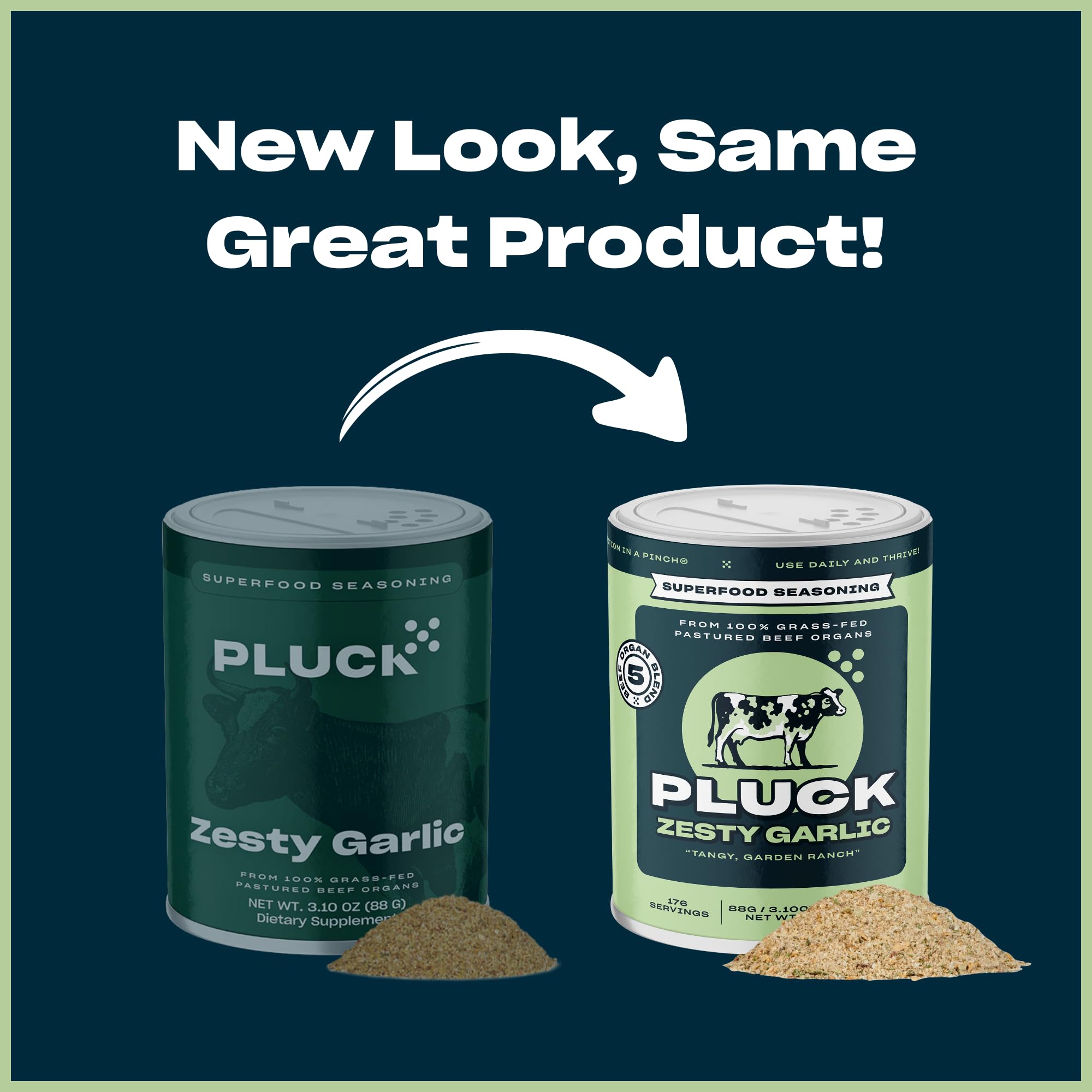 Pluck Zesty Garlic Organ Meat Blend Seasoning | From Grass-Fed & Grass-Finished Pastured Beef Organs with Redmond Real Sea Salt | As Seen on ABC’s