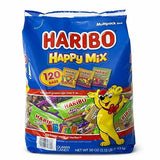 HARIBO Happy Mix Gummy Variety Pack, 120 Mini Bags (50 oz) - Goldbears, Twin Snakes & Wild Berry, Individually Wrapped Bulk Candy