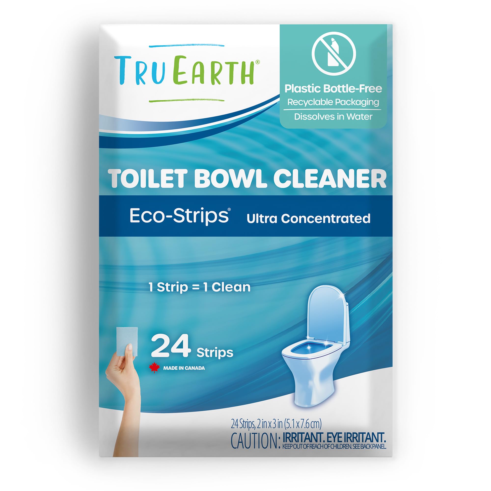Tru Earth Toilet Bowl Cleaner Eco-Strips | Plastic Jug-Free, Septic-Safe for Cleaning | Easy to Use | 24 Strips