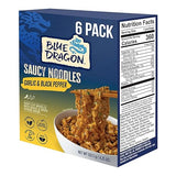 Blue Dragon Garlic & Black Pepper Saucy Noodles - 4.25oz (Pack of 6) - Knife Cut Air Dried Noodles w/Garlic & Black Pepper Sauce & Spring Onion