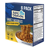 Blue Dragon Garlic & Black Pepper Saucy Noodles - 4.25oz (Pack of 6) - Knife Cut Air Dried Noodles w/Garlic & Black Pepper Sauce & Spring Onion