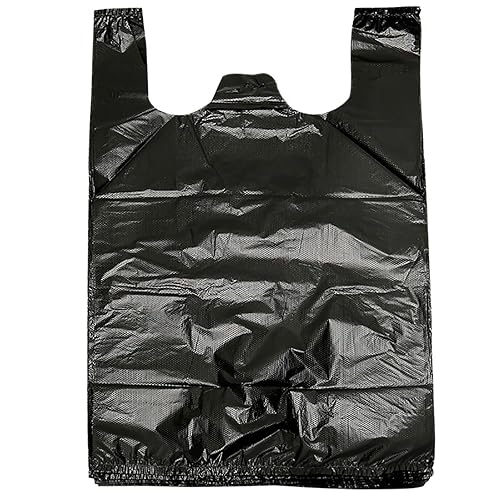 YYaaloa 100 pcs Black Trash Bags with Handles - 14x22 Super Thick 1.8mil Plastic Rubbish Bags for Office, Picnic, Kitchen, Bulk Use