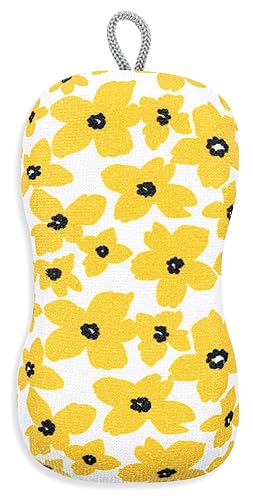MÜkitchen Premuim Sponge for Dishes and Household Cleaning | Microfiber Print and Non-Scratch Scrub Pad (Buttercup Floral)