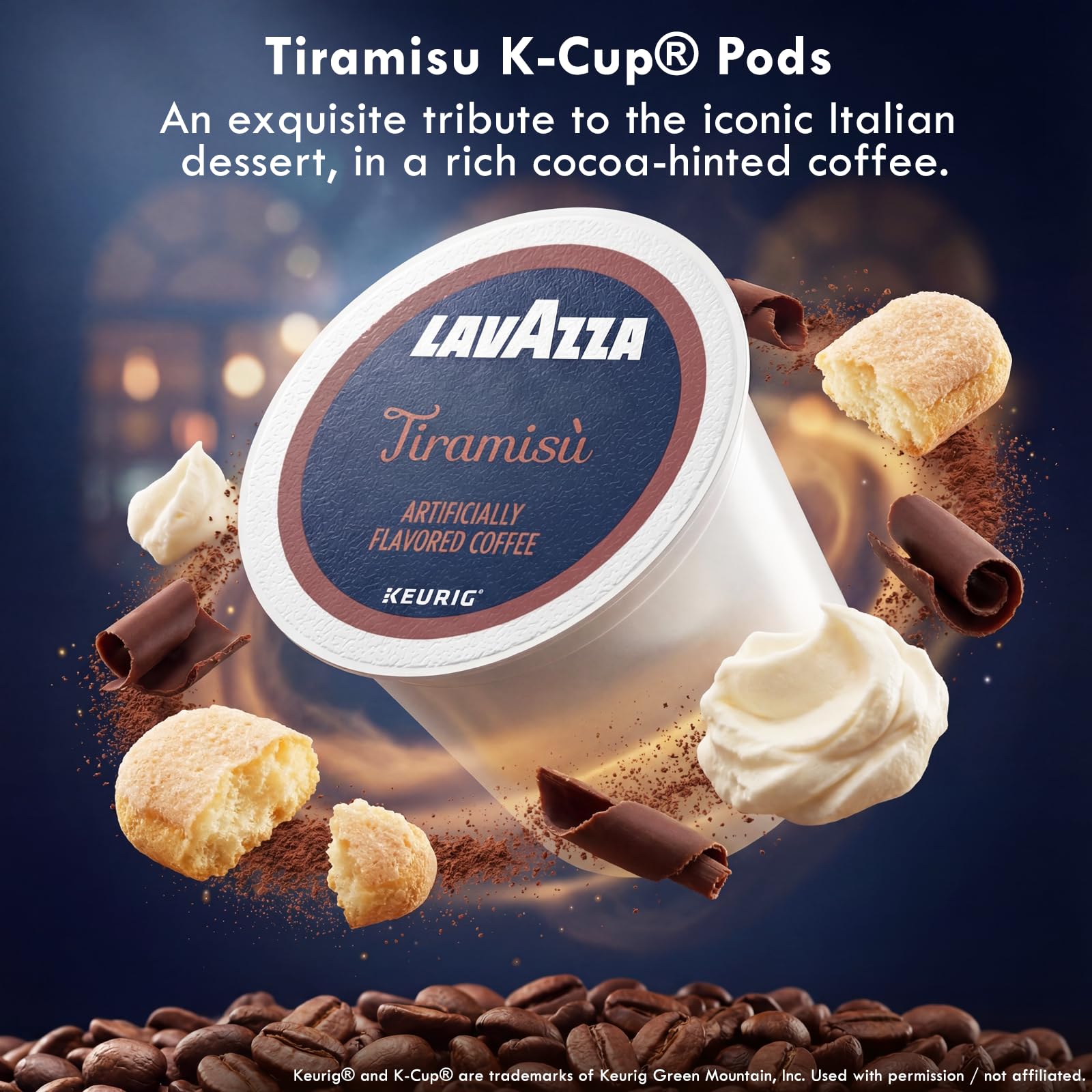 Lavazza Flavored K-Cup Coffee Pods Variety Pack for Keurig - Dessert Inspired Tiramisu & Caramel Biscotti, Light-Medium Roast, 40 Count (Pack of 2)