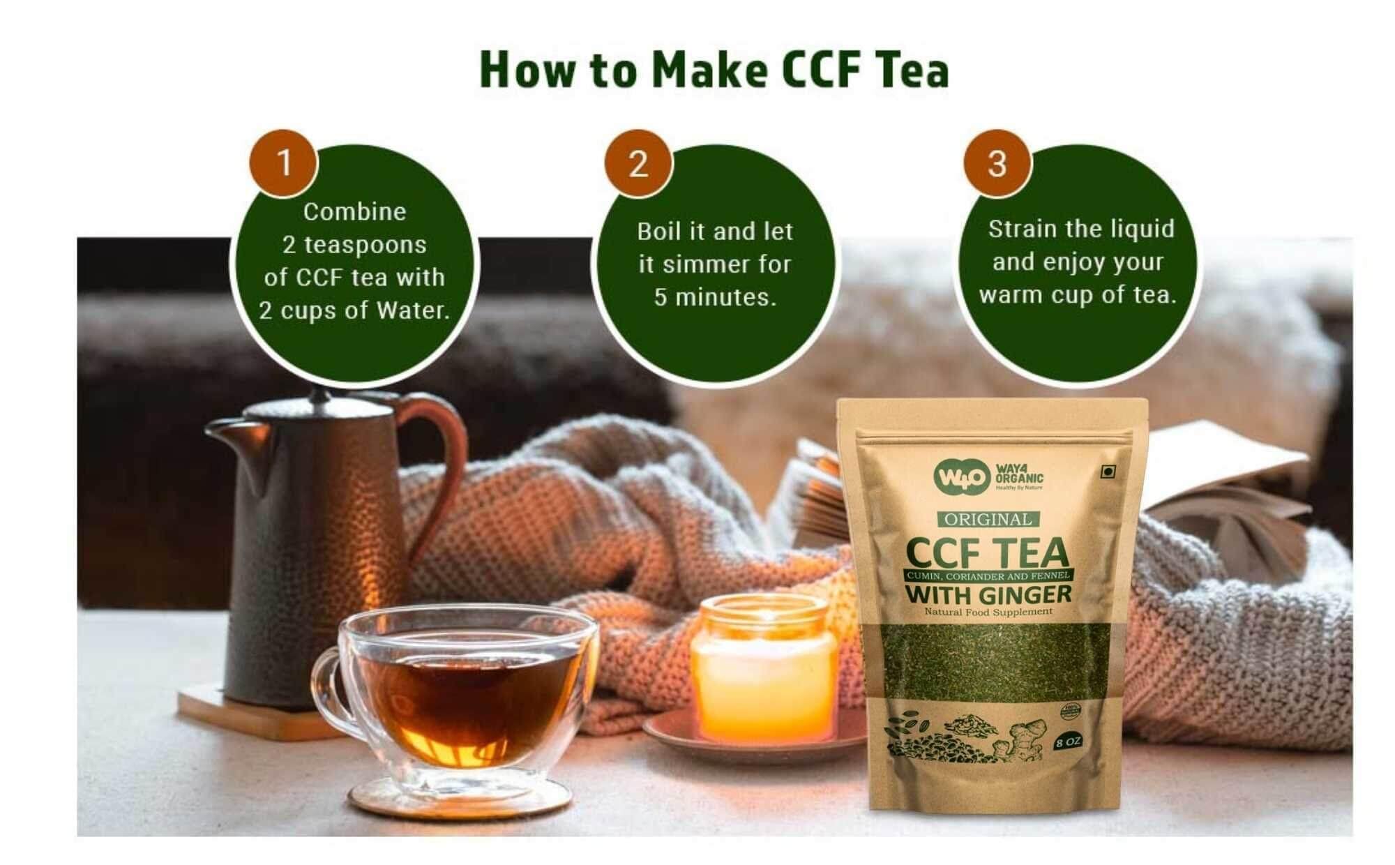 CCF Tea (Cumin, Coriander, Fennel) With Ginger - Digestive Tea to Support Natural Detoxification 8 Ounces (Pack of 1)