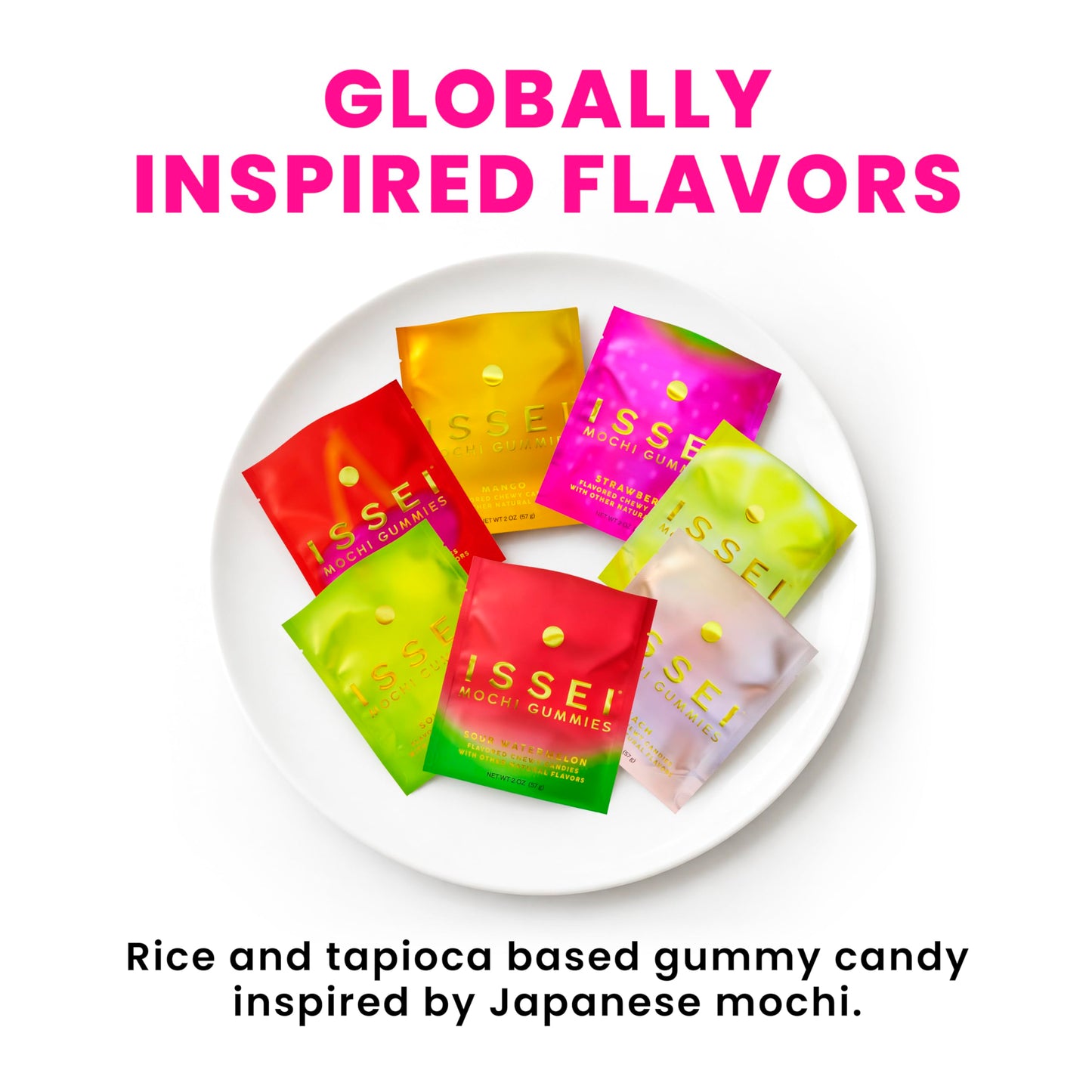 ISSEI Mochi Gummies Variety Pack| Dye-Free Candy with Colors from Natural Sources | Gelatin-Free | Plant-Based | Non-GMO | Real Sugar | Award-Winning