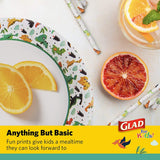 Glad for Kids Dinosaur Disposable Paper Plates, Heavy Duty Soak Proof Microwave Safe Kids Plates for Snacks, Meals, and Parties, Fun Dino Design