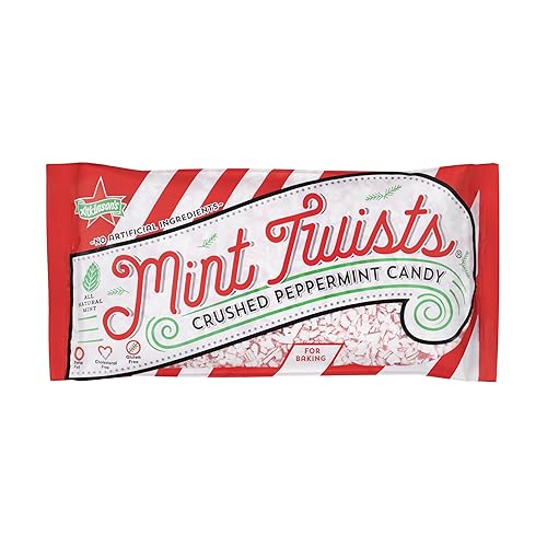 Atkinson's Mint Twists Crushed - Peppermint Red & White Candy - Gluten Free, Kosher, Vegan - Great for Baked Goods and Sweet Treats - 8 oz. Peg Bag