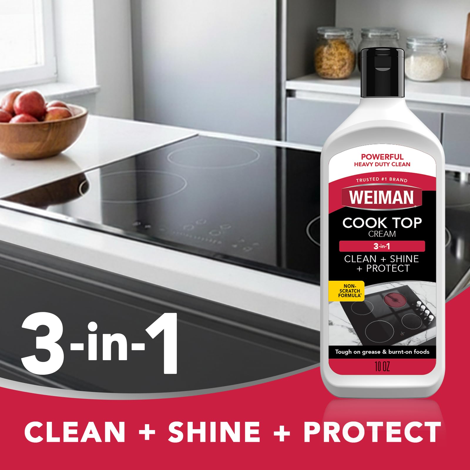 Weiman Ceramic and Glass Cooktop - 10 Ounce - Stove Top Daily Cleaner Kit - 12 Ounce - Glass Induction Cooktop Cleaning Bundle for Heavy Duty Mess