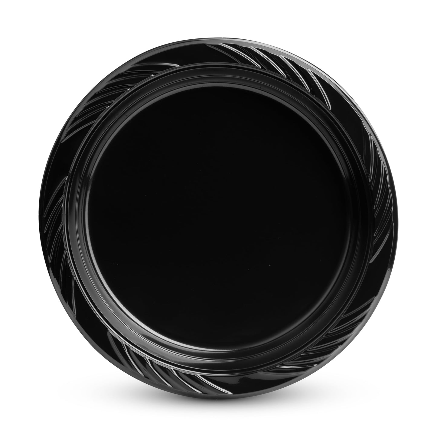 Munfix 200 Black Plastic Plates Set - 7 Inch Disposable Dessert/Salad Plates, Bulk Pack for Party, BBQ, Picnic, Parties, Travel and Events